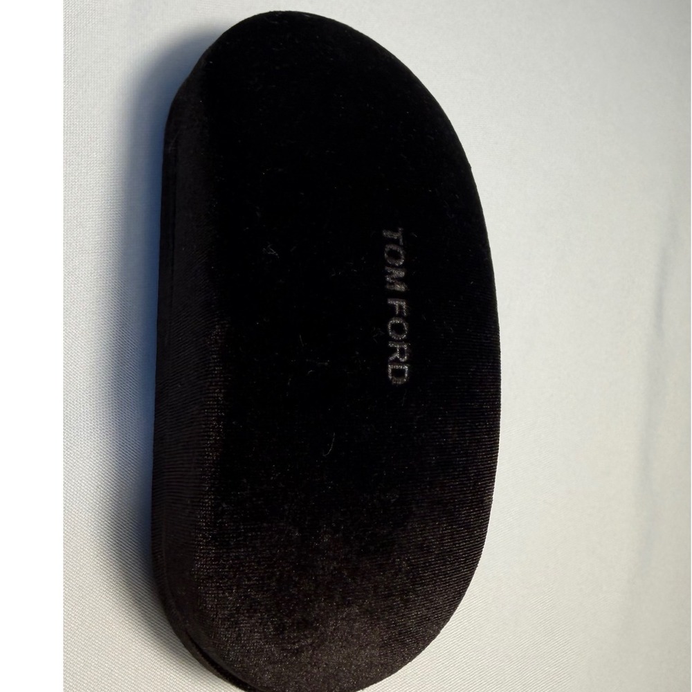 Tom Ford Dark Brown Velvet Hardshell Sunglasses Eyeglass Case Gold Logo Luxury